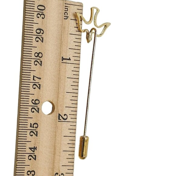 Gold Tone Peace Dove Flying Bird Stick Pin Christian Religious Holy Spirit - Picture 4 of 4